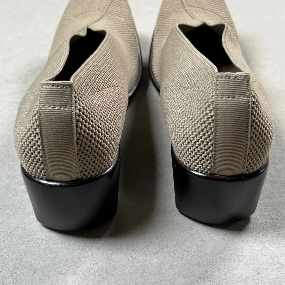 Charleston Shoe‎ Co. Cape Low Pumps Women 10 Taupe Woven Knit Square Toe Comfort